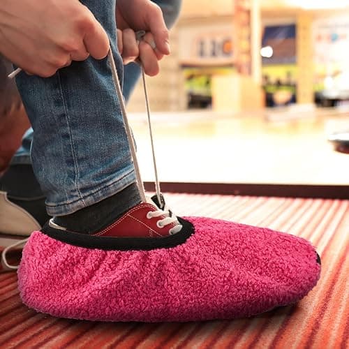 Zhanmai Pink Fuzzy Bowling Shoes Covers Women's Reusable Non Slip Bowling Shoes Protector Washable Boot Cover Soft Foot Covers for Bowling, Household, Office, Laboratory, Size 7-8.5 thumbnail 6