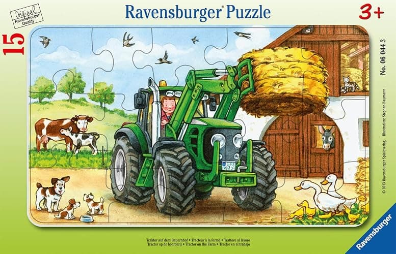 Ravensburger Kinderpuzzle - 06044 Traktor auf dem Bauernhof - Rahmenpuzzle für Kinder ab 3 Jahren, mit 15 Teilen & Kinderpuzzle - 06376 Tierkinder des Waldes - Rahmenpuzzle für Kinder ab 3 Jahren thumbnail 2