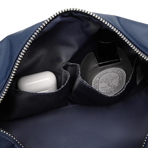 YONBEN Organizer Bag Lightweight Cosmetic Bag with Ring Clasp Perfect Travel Makeup Bag for Women nylon Stand Up Design (Navy Blue/Nylon) thumbnail 6