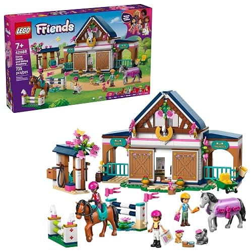 LEGO Friends Horse Stable and Riding Academy Building Toy for Girls & Boys - Pretend Play Set for Kids, Ages 7+ - W/3 Minidolls, Toy Animal Figures, & Accessories - Gift Idea for Birthdays - 42688 - Image 1