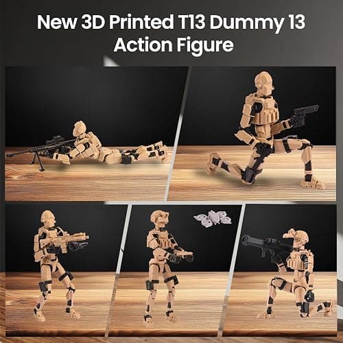 5PC Dummy 13 Titan T13 Action Figure Set 3D Printed Poseable Lucky Military Soldier 7in Movable Army Squad with Plastic Blaster Rifle Scout Drone Blaster Knife Accessories Assembly Complete Model thumbnail 8