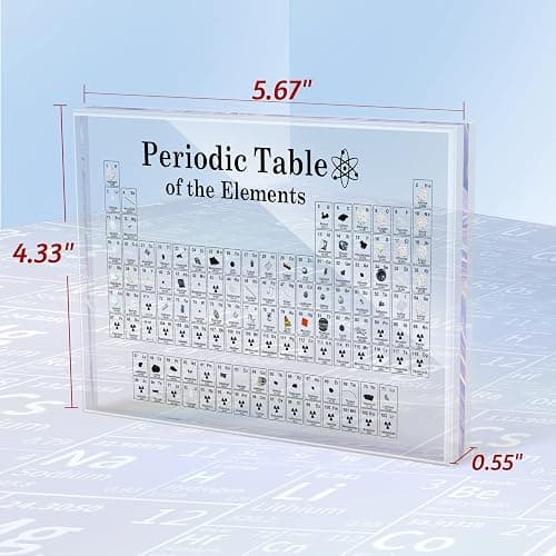 ZXMOTO Periodic Table with Real Elements Inside, Acrylic Periodic Table with Colorful LED Lights and 83 Real Samples Display Gift for Students, Kids and Teacher thumbnail 6