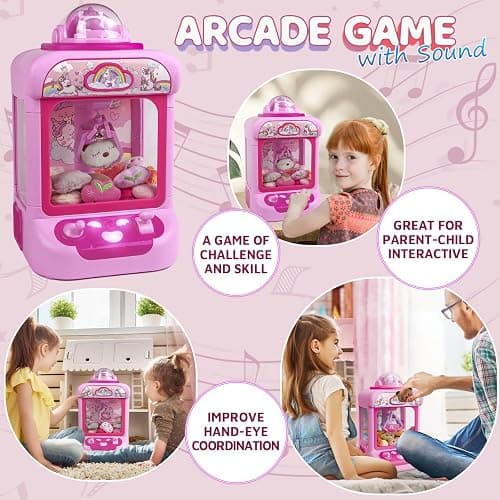 Marlrin Claw Machine for Kids, Mini Vending Machine Girls Unicorn Toys, Candy Grabber Prize Dispenser with Sound & 20 Mini Plush Toys, Electronic Arcade Game Indoor Toy for Home Party Birthday Gifts thumbnail 5
