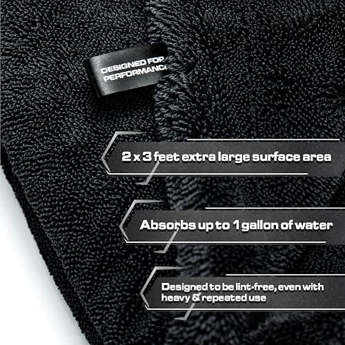 Blackline 24"x36" Twisted-Loop Drying Towel, 1300GSM, Streak Free, Lint Free, Reusable - Car Accessories, Bath Towels, Microfiber Cleaning Cloth - One Pass is All You Need thumbnail 6