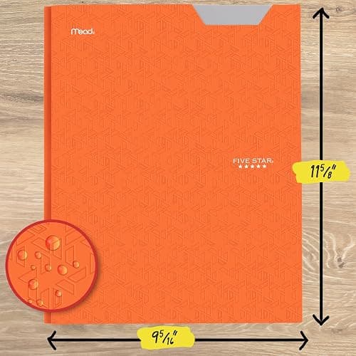 Five Star 2-Pocket Folder, Plastic Folder with Stay-Put Tabs and Prong Fasteners, Holds 8-1/2" x 11" Paper, Solar Orange (340300N) thumbnail 3