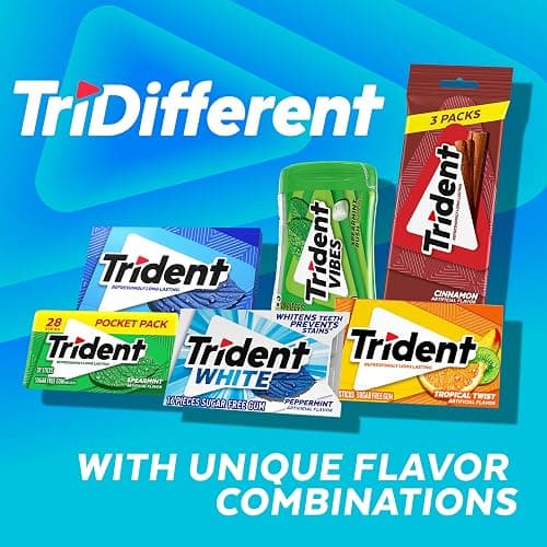 Trident Vibes BLUE RASPBERRY Sugar Free Chewing Gum, 14 Pieces (Pack of 9) | Chewing Gum with Xylitol, Pocket Packs, Perfect for Long Lasting Fresh Breath at School, Work & Travel thumbnail 7