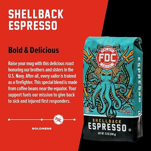 Fire Department Coffee - Gives Back to Firefighters - Bold & Smooth Shellback Espresso Coffee Beans - Roasted in the USA - Veteran Owned - 12 oz thumbnail 3