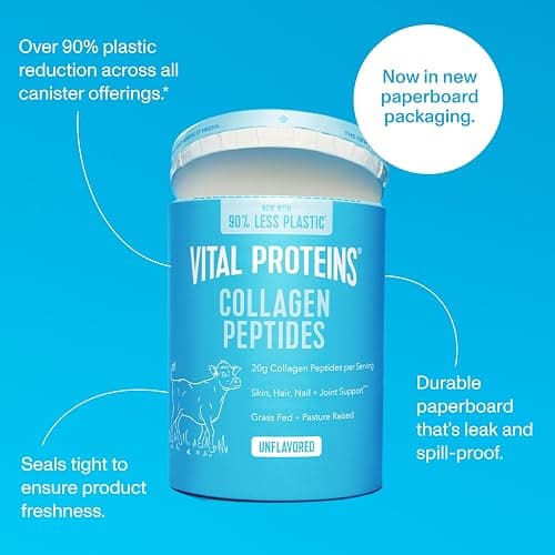 Vital Proteins Collagen Peptides Powder - Grass Fed Collagen Peptides for Hair, Nail, Skin, Bone & Joint Health, Unflavored, 14.3oz thumbnail 4