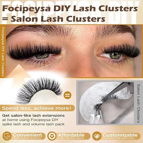Fluffy Eyelash Extension Kit Volume Lash Clusters Kit 10-18mm Individual Lashes Clusters 100D DIY Lash Extension Kit 200pcs Clusters Lash with Bond and Remover Lash Applicator by Focipeysa thumbnail 2