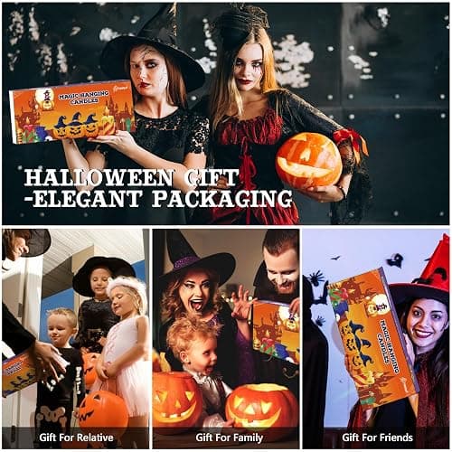 Floating Candles with Wand Remote, 20 Pcs Magic Halloween Hanging Candles, Flickering Warmer Light Flameless LED Candles with DIY Sticker, Battery Operated Halloween Decorations Gifts Indoor (20) thumbnail 5