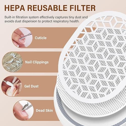 LSNDRG Nail Dust Collector 4500RPM Plug-in Professional Dust Collector for Nail Tech with Strong Suction, Rotary Adjustable Speed, Manicure Pedicure Vacuum Fan for Salon & Home Use thumbnail 3