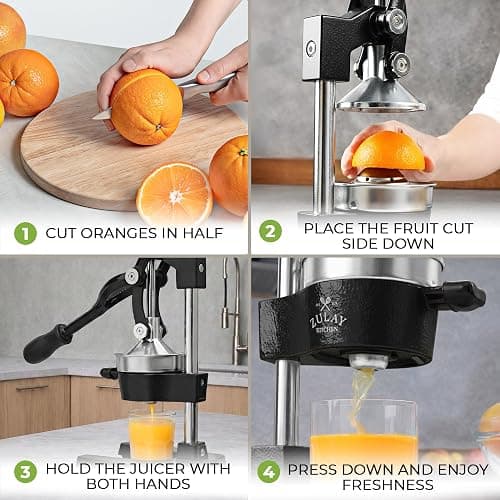 Zulay Kitchen Cast Iron Juicer - Easy-to-Clean Heavy-Duty Manual Juicer, Professional Citrus Juicer - Stainless Steel Lemon Squeezer - Manual Citrus Press & Orange Squeezer - Orange Juicer (Black) thumbnail 4