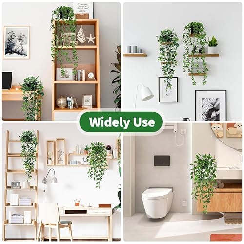 RUACDIQ 3 Stück Künstliche Hängepflanzen, kunstpflanze, Hängepflanzen mit Töpfen, künstliche Pflanzen, Plastikpflanzen Rebe Grünpflanze, Fake Plant für Balkon Büro Garten Party Wand Deko thumbnail 7