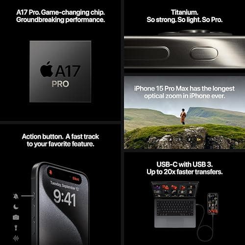 Apple iPhone 15 Pro Max, 512GB, Black Titanium - Unlocked (Renewed) thumbnail 6