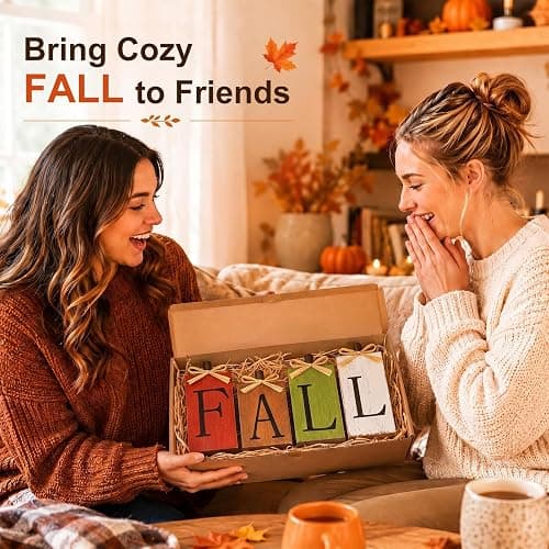 OLANRUN Fall Decorations for Home, Fall Decor - 4Pcs Vintage Wooden Autumn Thanksgiving Decorations for Table Indoor Home Office Farmhouse Kitchen Room Bedroom Mantel Tiered Tray Rustic Wood Signs thumbnail 7