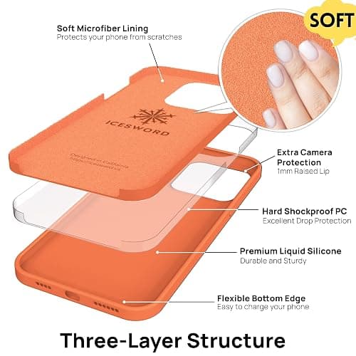 IceSword Compatible with iPhone 15 Case Orange, Liquid Silicone Phone Case Cover Slim Protective, Soft Anti-Scratch Bright Citrus Fruit Carrot Cute Shockproof,6.1 inch 15 - Orange thumbnail 4