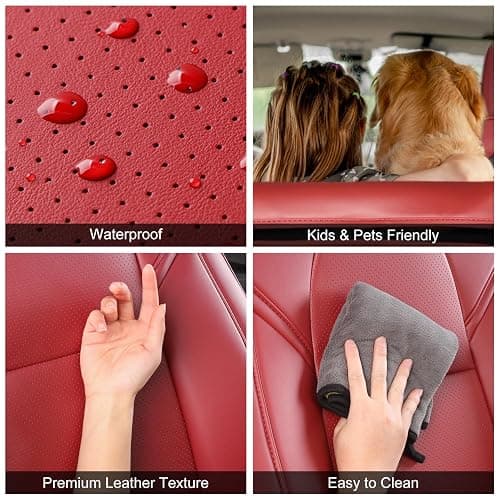 Wekar Tesla Model Y Car Seat Covers Nappa Leather Car Interior Seat Airbag Compatible Cushion Cover Full Set Custom Fit 2024 2023 2022 2021 2020, Nappa Wine Red thumbnail 5