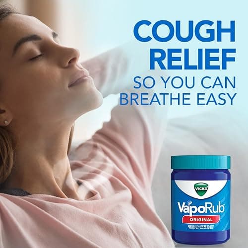Vicks VapoRub, Original, Cough Suppressant, Topical Chest Rub & Analgesic Ointment, Medicated Vicks Vapors, Relief from Cough Due to Cold, Aches & Pains, 1.76oz thumbnail 3