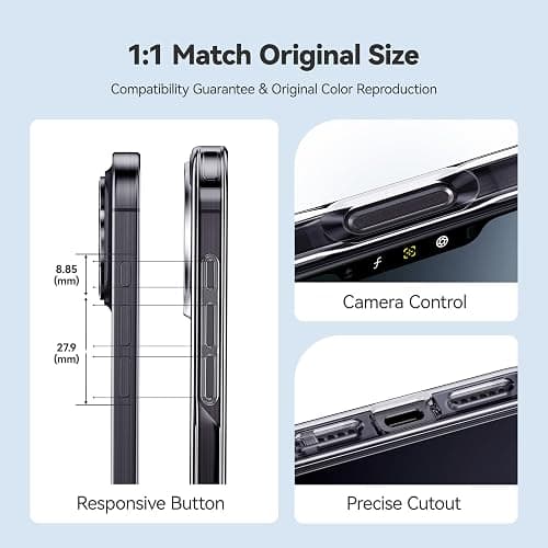 CASEKOO for iPhone 16 Pro Case Crystal Clear, [Never Yellow Technology] [12FT Military-Grade Protection] Transparent Slim Cover Women Men Phone 16 Pro Case 6.3 inch, Clear thumbnail 7