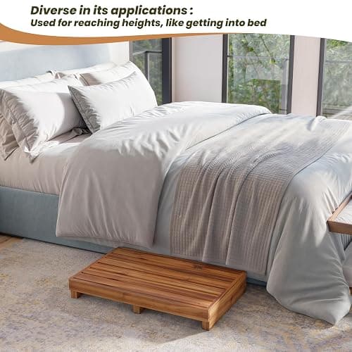 TINAMO 3.5" One Step Stool for Elderly, Acacia Wood High Riser Step Stool for Bed - 550 Lbs Wooden Mobility Stepping Stools for Adults, Kids/Bedside, Bathroom, Kitchen, Garden (Acacia, 3.5" Height) thumbnail 6