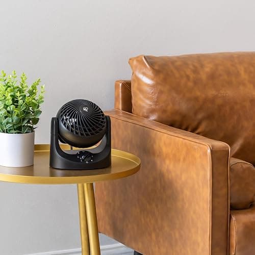 IRIS USA WOOZOO Desk Fan, Air Circulator, 3 Speeds, 32ft Max Air Distance, 112° Adjustable Tilt, 27.5db Quiet Motor, Small Fan for Bedroom, Office, Dorm, Black thumbnail 8