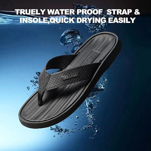 MALIDA Mens Flip Flops Non-Slip Bathroom Shower Shoes Waterproof Cushion foam Indoor and Outdoor Thong Sandals thumbnail 5