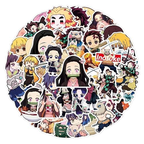 50pcs Demon Slayer Stickers for Kids, Cute Anime Cartoon Waterproof Vinyl Decal for Teen Girl Adult Notebook Laptop Water Bottle Skateboard Guitar Travel Case Phone Bike thumbnail 3