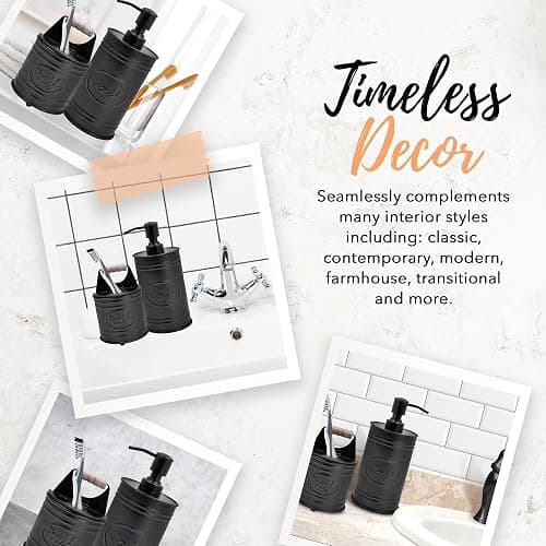 Autumn Alley Rustic Bathroom Accessories Set - Farmhouse Soap Dispenser and Toothbrush Holder Set - Western Bathroom Accessories, Farmhouse Decor for Bathroom Countertop, Galvanized Black thumbnail 7