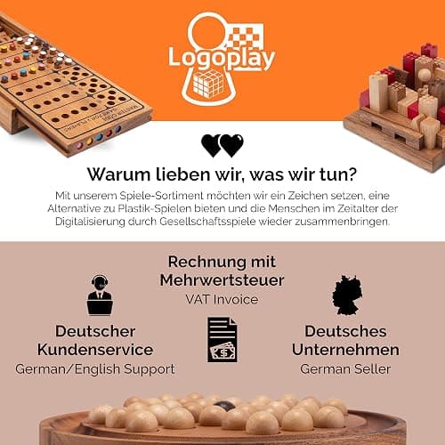 LOGOPLAY Hus - Bao - Kalaha - Mancala - Steinchenspiel - Edelsteinspiel aus Samena-Holz inkl. Edelsteinen - Schlaufenverschluss thumbnail 8
