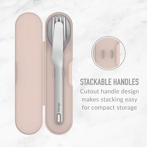 Bentgo Stainless Travel Utensil Set - Reusable 3-Piece Silverware Set with Carrying Case, High-Grade Premium Steel, BPA-Free Case, Eco-Friendly - Ideal for Travel, Camping, and Office Use (Rose) thumbnail 6