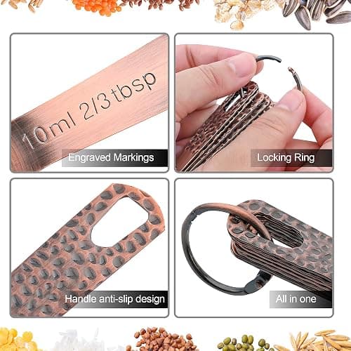 Smithcraft Copper Measuring Cups and Spoons Set, Metric & US Stainless Steel 5 Measuring Cups and 6 Measuring Spoons for Baking & Kitchen thumbnail 4