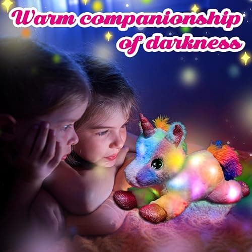 Easfan LED Unicorn Plush Light-up Stuffed Animal with Colorful Night Lights Glow in The Dark Birthday Festival for Kids Toddlers Girls Rainbow,10” thumbnail 6