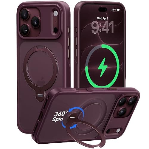 CASEKOO Burgundy for iPhone 18 Pro Max Case with 360 Spin Magnetic Stand | 18FT Mil-Grade Protection, Fit for MagSafe, Shockproof Ring Holder 18 Pro Max Case Slim Ergonomic Frame, Matte Cherry 6.9'' - Image 1