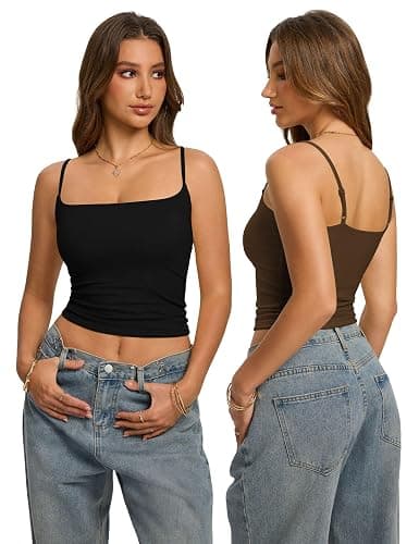 Missclub 3 Pack Womens Double Lined Spaghetti Strap Tank Top Square Neck thumbnail 2