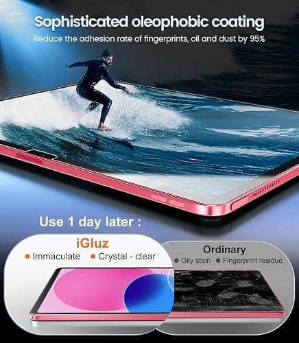 iGluz 2 Pack for iPad 11th/10th Gen.(A16 2025/2022,11/10.9 inch)9H+ Tempered Glass Screen Protector with Easy-Install Box[12FT Grade Shatterproof]Apple Pencil Compatible,HD Clarity,Scratch Resistant thumbnail 5