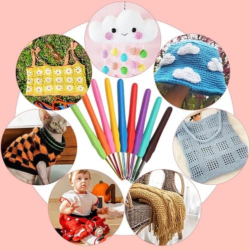 Aeelike Crochet Kit for Beginners Adults, Crochet Kits Include Yarn, 59pcs Crochet Starter Kit for Beginners Kids,Ergonomic Crochet Hooks 2.0-6.0 mm, Lace Steel Needles 0.6-1.9 mm thumbnail 7