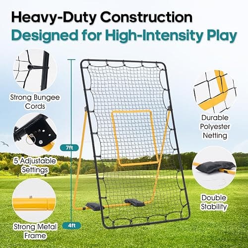 OLIXIS 7x4 ft Volleyball Rebounder Net - Multi Sport Bounce Back Training Equipment with Travel Bag, 5 Adjustable Angles for Outdoor Indoor Practice, Spiking, Bumping, Volleying thumbnail 3