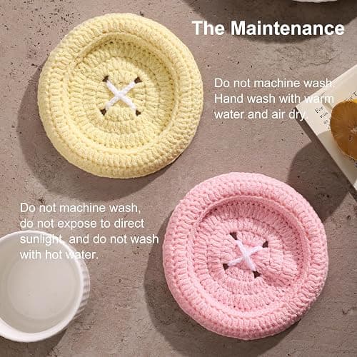 Button Crochet Coaster. Drink Coasters Set of 2， Suitable for Table Decor and New or Cute Home Decor Gifts. thumbnail 6