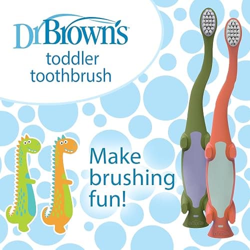 Dr. Brown's Baby and Toddler Toothbrush, Green and Orange Dinosaur 2-Pack, 1-4 Years thumbnail 5
