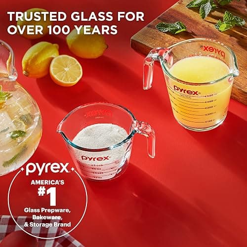 Pyrex Essentials (2-Pack) Glass Measuring Cups Set, (1 & 2 Cup) Measuring Cups For Prepping, Baking and Cooking, Preheated Oven, Dishwasher, Freezer, and Microwave Safe thumbnail 5