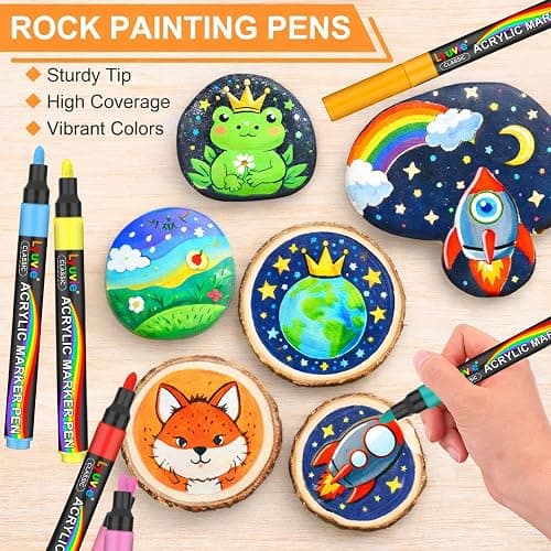 96 Colours Acrylic Paint Pens Marker Set, Water-Based Acrylic Markers for Rock Painting Glass Pebbles Fabric Stone Wood Plastic Metal Ceramic thumbnail 7