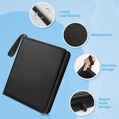 DSCD 9 Pocket Card Binder: 900 Zipper Double Sided Sports & Trading Card Collector Album with 50 Removable Sleeves - Kids Card Holder for TCG NHL Baseball Football Hockey Games (Black） thumbnail 5