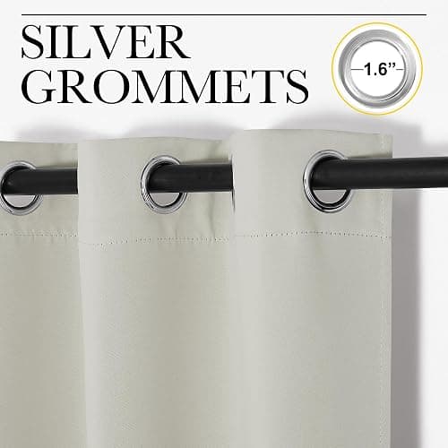NICETOWN Thermal Insulated Grommet Room Darkening Curtains/Draperies/Panels for Bedroom (Bone White, 2 Panels, W42 x L63 inches) thumbnail 2