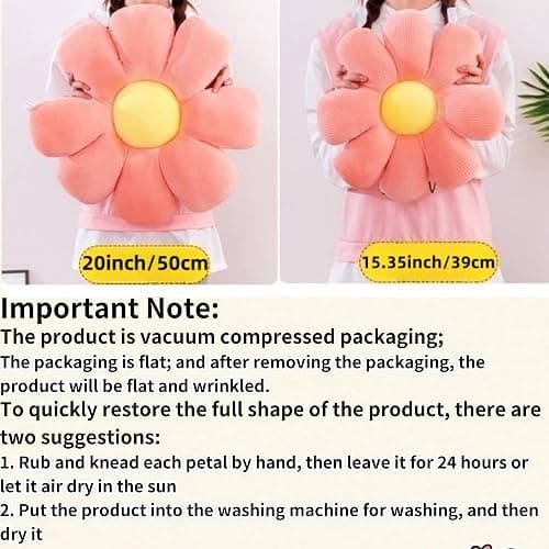 2 Pcs Blue White Flower Pillow Daisy Decorative Throw Pillows for Bed Couch | 15.35 Inch, Daisy Shaped, Fluffy and Soft, Cute Pillows for Girls Teens Women, Aesthetic Decor for Bed Sofa Bedroom Classroom thumbnail 7