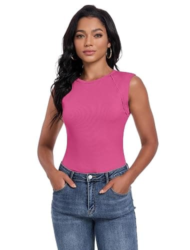 KOMilesoon Womens Ribbed Tank Tops Cap Sleeve Slim Fitted Knit Basic Tee Shirts Trendy Casual 2025 Summer Clothes thumbnail 2