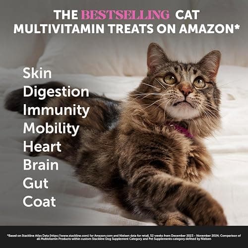 Cat Multivitamin Crunchy & Creamy Chews - Cat Treats for Health + Immune, Joint Support, Skin & Coat, & Digestion - Vitamins with Omega 3s, Lysine & Probiotics (30 Day Supply) thumbnail 2