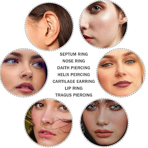 JOERICA 32PCS 16G Horseshoe Septum Rings Stainless Steel Nose Circular Barbells Rings Cartilage Tragus Helix Eyebrow Colorful Daith Earring Piercings Body Jewelry Ball/Arrow 8mm 10mm thumbnail 4
