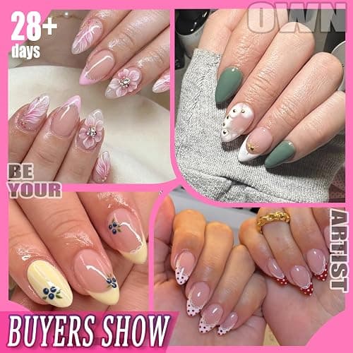 UNA GELLA Short Almond Nail Tips 504PCS Short Fake Nails Soft Press Ons | Gel Nail Tips Pre Shaped Almond Shape Home Nail Extension Full Cover, 12 Sizes Acrylic Gelly Tips thumbnail 2