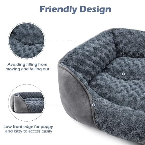 INVENHO Large Dog Bed for Large Medium Small Dogs, Rectangle Washable Orthopedic Dog Bed, Soft Calming Sleeping Puppy Bed Durable Pet Cuddler with Anti-Slip Bottom L(30"x24"x9") thumbnail 5