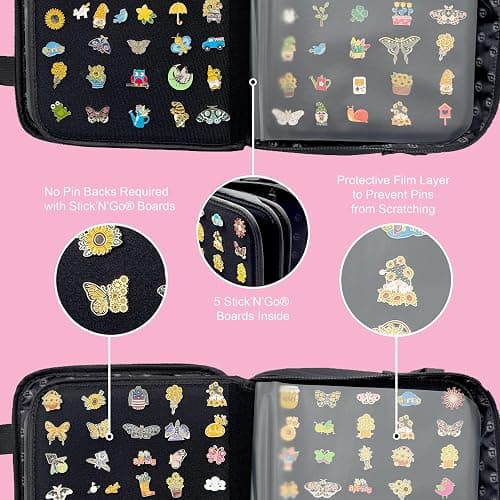 PinFolio Pro Pin Display Bag, Large Sports Pin Book Designed for Storage & Easy Trading Up to 1,000 1-Inch Enamel Pins (Black) thumbnail 4